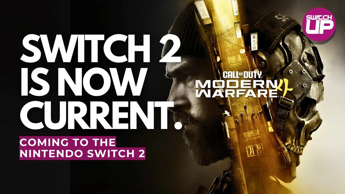 Omslagsbild för Call of Duty: Modern Warfare. Text: "Switch 2 is now current. Coming to Nintendo Switch 2.