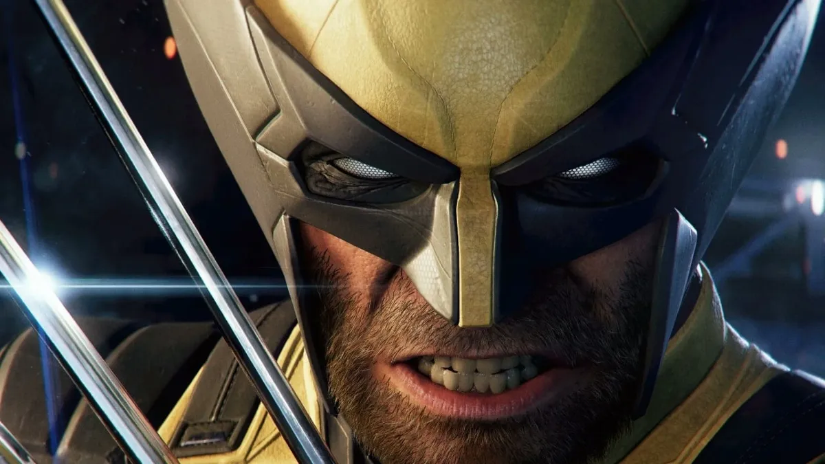 Närbild av Wolverine med utdragna klor och ilsket ansiktsuttryck. Han bär sin klassiska gul-svarta dräkt.